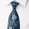 Pierre Cardin Rhinestone Necktie Floral On Blue With Silver 