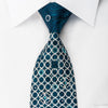 Pierre Cardin Rhinestone Necktie Silver Circles & Turquoise 