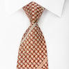 Pierre Cardin Rhinestone Silk Necktie Orange Dots On Brown 