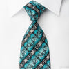 Pierre Cardin Rhinestone Silk Necktie Silver Turquoise 