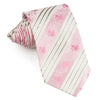 Pierre Cardin Silk Necktie Pink White Stripes With Rose 