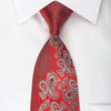 Pierre Cardin Silk Necktie Silver Boteh On Red With Red 