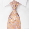 Pierre Cardin Silk Rhinestone Necktie Orange Paisley On Pink