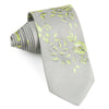 Pierre Cardin Silk Tie Green Floral On Gray & Metallic 