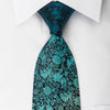 Pierre Cardin Silk Tie Turquoise Green Floral On Navy With 
