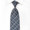 Premierlux Men’s Crystal Silk Tie Silver Trellis On Blue 