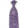 Premierlux Rhinestone Silk Necktie Silver Abstract On Purple