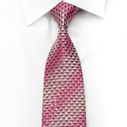 Raffaello Sanzio Mens Rhinestone Tie Pink Silver Geometric 