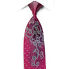 Remizio Crystal Rhinestone Silk Tie Silver Scrolls On Purple
