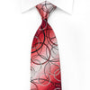 Remizio Men’s Crystal Silk Necktie Black Circles On Red 