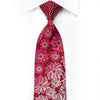 Remizio Men’s Crystal Silk Necktie Floral On Red With 