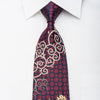 Remizio Men’s Rhinestone Necktie Silver Scrolls & Gold 