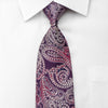 Remizio Men’s Silk Necktie Paisley On Purple Sparkling With 