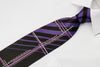 Remizio Men’s Silk Necktie Purple Stripes & Geometric 