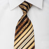 Remizio Rhinestone Silk Necktie Golden Stripes & Floral On 
