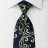 Remizio Rhinestone Silk Necktie Scrolls On Green With Silver
