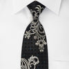 Remizio Rhinestone Silk Necktie Silver Scrolls & Damask On 