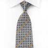 Renoma Crystal Necktie Orange Silver Geometric On Navy Silk 