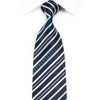Renoma Men’s Crystal Silk Necktie Green Silver Blue Striped 
