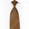 Renoma Men’s Crystal Silk Necktie Orange Circles On Brown 