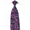 Renoma Men’s Crystal Silk Necktie Pink Paisley On Navy 