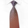 Renoma Men’s Crystal Silk Necktie Silver Orange Checkered On