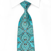 Renoma Men’s Crystal Silk Tie Acanthus On Blue With Silver 