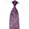 Renoma Men’s Crystal Silk Tie Geometric Squares & Acanthus 