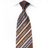 Renoma Men’s Crystal Tie Blue Silver Striped On Brown With 