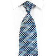 Renoma Men’s Rhinestone Silk Necktie Blue Checkered With 