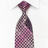 Renoma Men’s Rhinestone Silk Necktie Checkered On Purple 