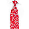 Renoma Men’s Rhinestone Silk Necktie Silver Scrolls On Red 