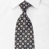 Renoma Men’s Silk Tie Silver Checker On Black With Silver 