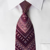 Renoma Rhinestone Necktie Checker V-Stripes On Purple With 