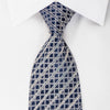 Renoma Rhinestone Necktie Silver Striped Trellis On Blue 