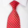 Renoma Rhinestone Silk Necktie Chevron Checker On Red With 