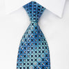 Renoma Rhinestone Silk Necktie Geometric On Navy With Purple