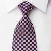 Renoma Rhinestone Silk Necktie Pink Purple Checker With 