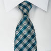 Renoma Rhinestone Silk Necktie Plaids On Blue With Silver 