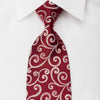 Renoma Rhinestone Tie Silver Scrolls On Burgundy With Silver