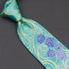 Renoma Silk Neck Tie Floral Design On Turquoise With Micro 