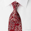 Renoma Silk Rhinestone Necktie Silver Vines On Burgundy With