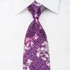 Rogers Dail Mens Rhinestone Tie Floral On Purple Silk - 1