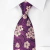 Rogers Dail Rhinestone Necktie Pink Floral On Purple Silk - 