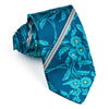 Rogers Dail Rhinestone Silk Necktie Blue Floral Design 