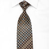 Roygen Men’s Crystal Silk Necktie Brown Beige Geometric On 