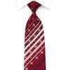 Smalto Mens Rhinestone Silk Necktie Red Cartouche & Stripes 