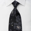Smalto Mens Silk Necktie Floral On Black Sparkling With 