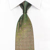 Smalto Men’s Silk Tie Geometric Squares On Dark Green 