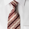 Smalto Rhinestone Necktie Burgundy White Striped On Silver 
